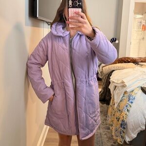 TACH Lavender Quilted Puffer trench Coat